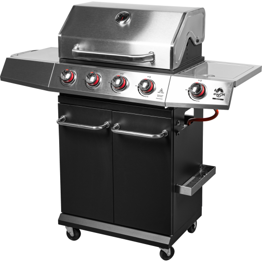 Gázgrill dragON BBQ101, 11,7 kW, fekete-ezüst