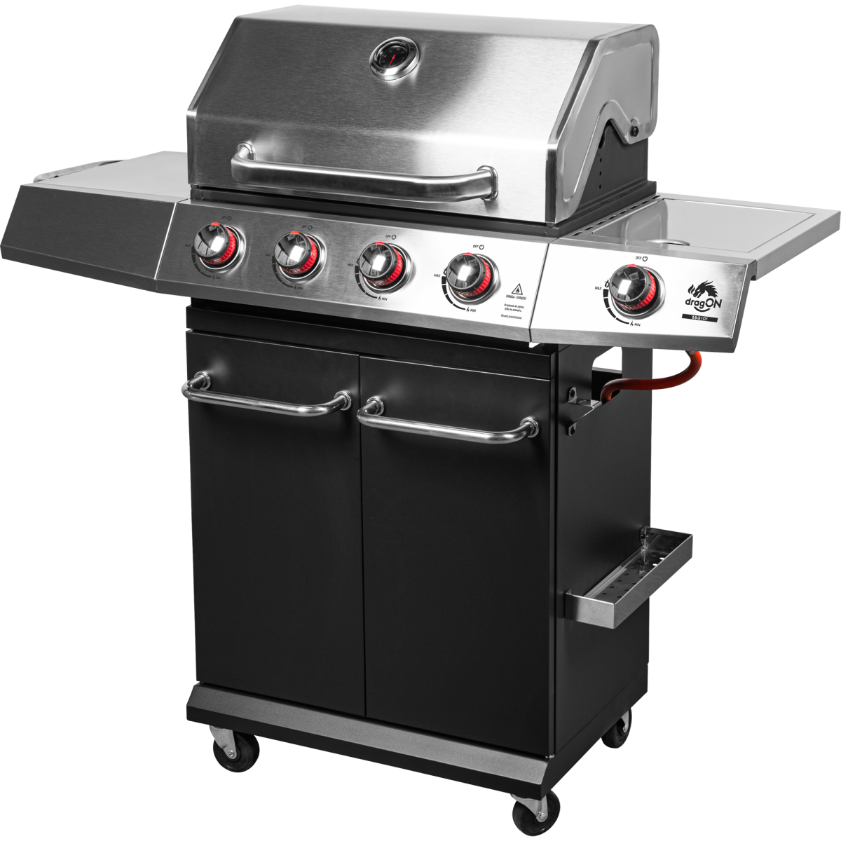 Gázgrill dragON BBQ101, 11,7 kW, fekete-ezüst