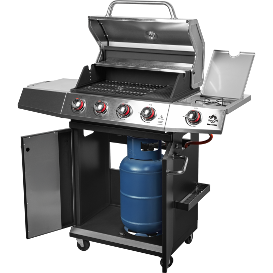 Gázgrill dragON BBQ101, 11,7 kW, fekete-ezüst