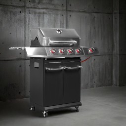 Gázgrill dragON BBQ101, 11,7 kW, fekete-ezüst