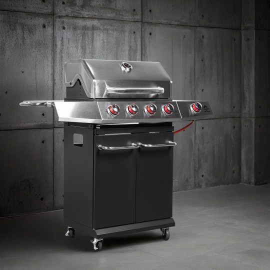 Gázgrill dragON BBQ101, 11,7 kW, fekete-ezüst