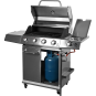Gázgrill dragON BBQ201, 18,8 kW teljesítményű, ezüstszínű, hőmérővel és fedéllel