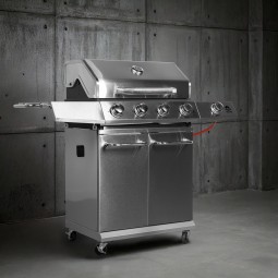 Gázgrill dragON BBQ201, 18,8 kW teljesítményű, ezüstszínű, hőmérővel és fedéllel