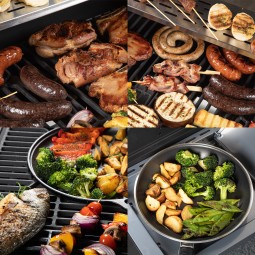 Gázgrill dragON BBQ201, 18,8 kW teljesítményű, ezüstszínű, hőmérővel és fedéllel