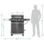 Gázgrill dragON BBQ201, 18,8 kW teljesítményű, ezüstszínű, hőmérővel és fedéllel