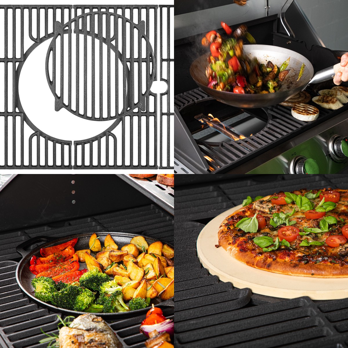 Gázgrill dragON BBQ201, 18,8 kW teljesítményű, ezüstszínű, hőmérővel és fedéllel