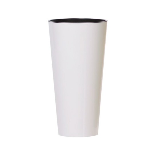 Fehér virágcserép TUVBUS Slim Shine betéttel, 400x762 mm