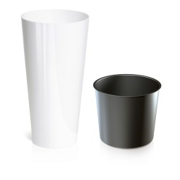 Fehér virágcserép TUVBUS Slim Shine betéttel, 400x762 mm