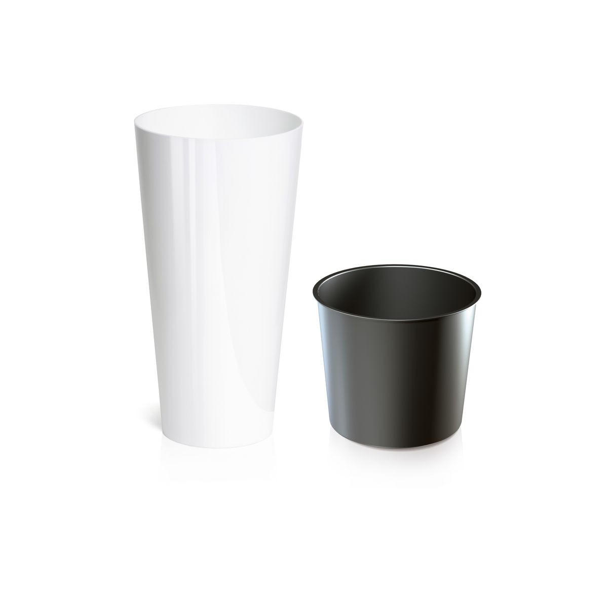 Fehér virágcserép TUVBUS Slim Shine betéttel, 400x762 mm