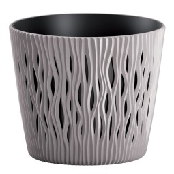 Virágcserép betéttel SANDY Round 190, 158x138 mm, mokka