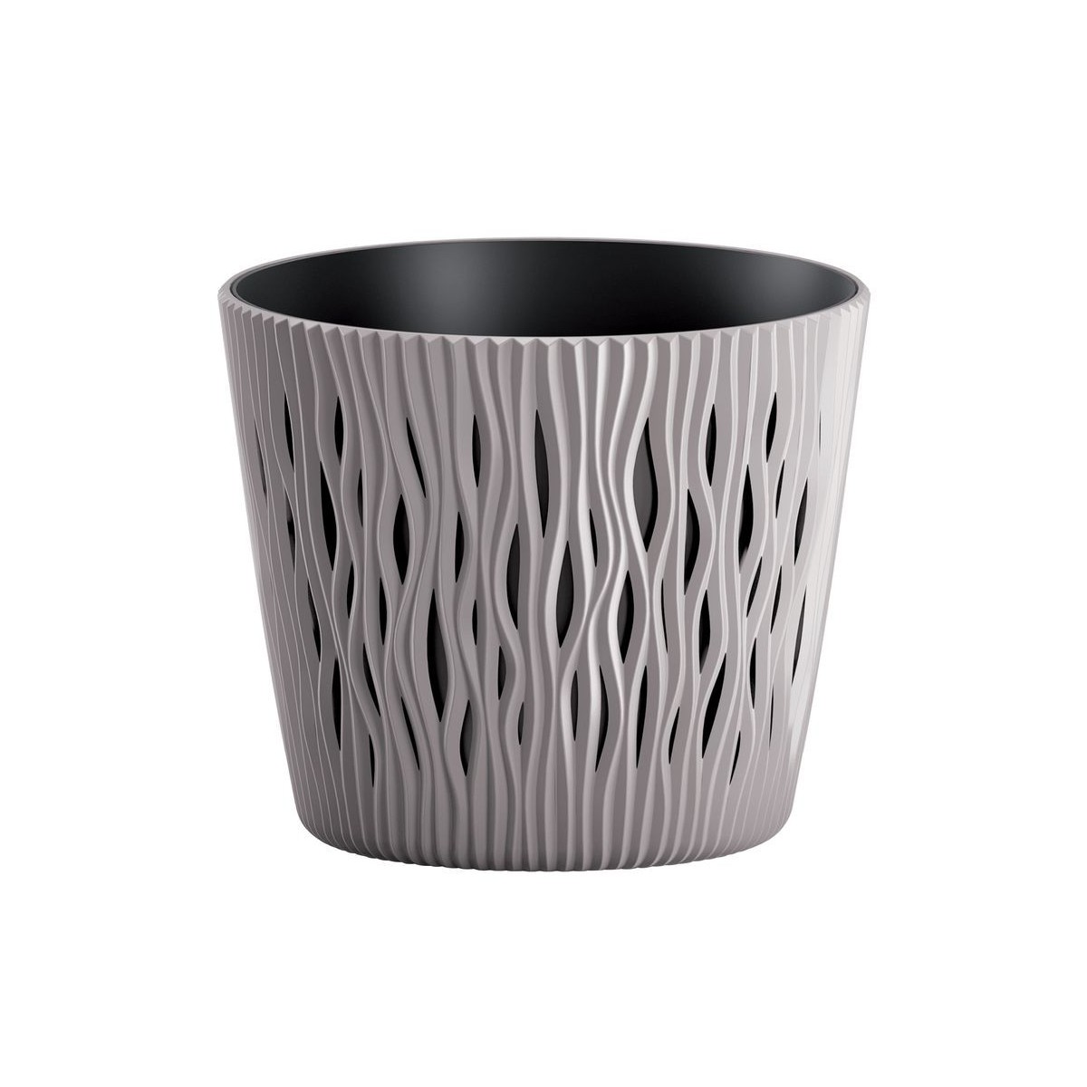 Virágcserép betéttel SANDY Round 190, 158x138 mm, mokka