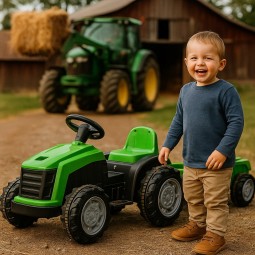 Akkumulátoros traktor pótkocsival távirányítással
