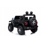Gyermek elektromos autó Jeep Wrangler fekete színben, bőrüléssel és EVA kerekekkel.