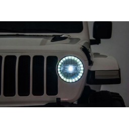Gyerek elektromos autó Jeep Wrangler piros színben bőr üléssel és EVA kerekekkel