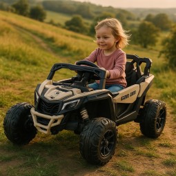 Gyermek elektromos autó CAN-AM Maverick UTV 24V – arany, EVA kerekek, 4×4 meghajtás