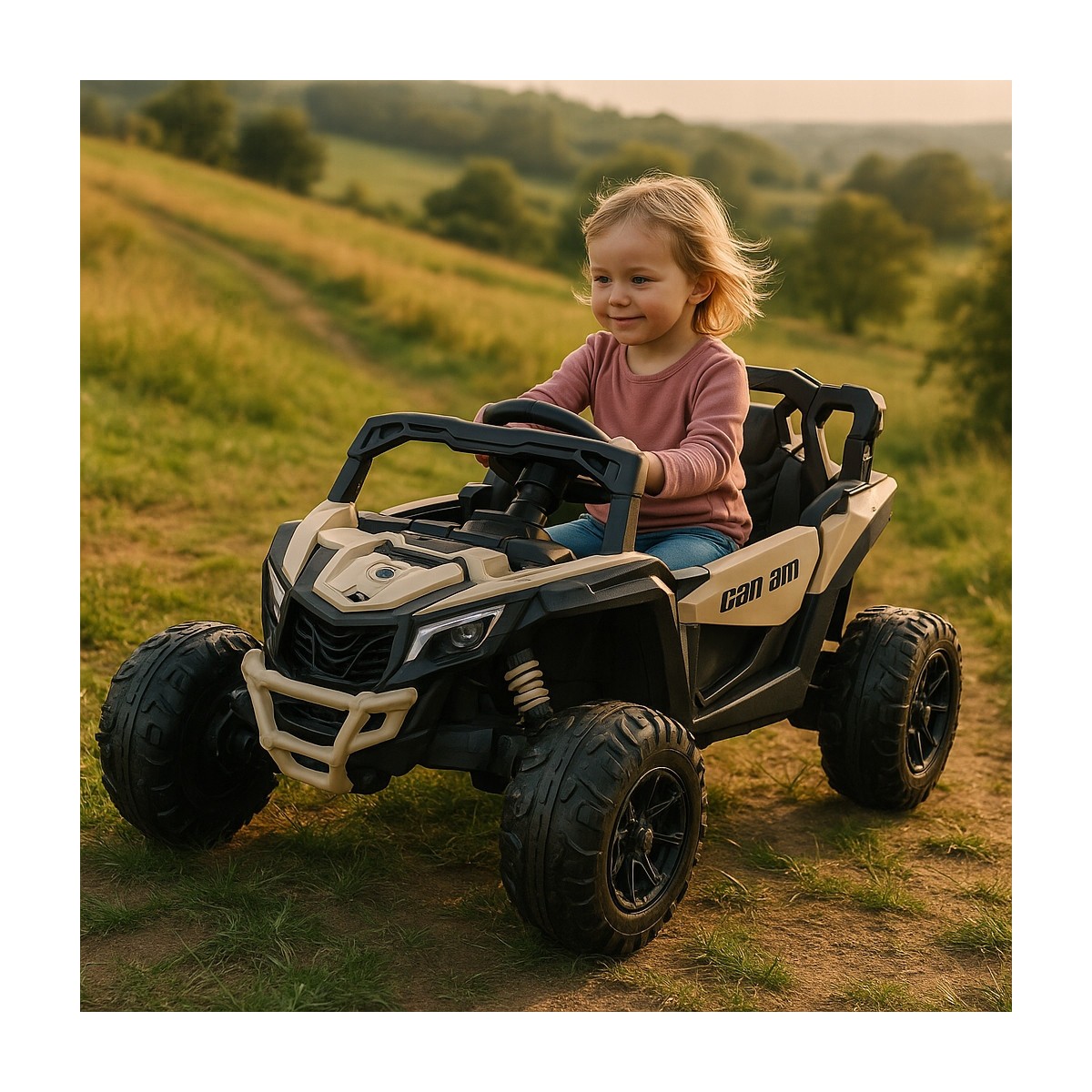 Gyermek elektromos autó CAN-AM Maverick UTV 24V – arany, EVA kerekek, 4×4 meghajtás