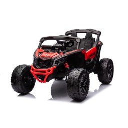Gyermekeknek szánt CAN-AM Maverick UTV elektromos autó 24 V, piros színben, EVA kerekekkel, 4×4 meghajtással