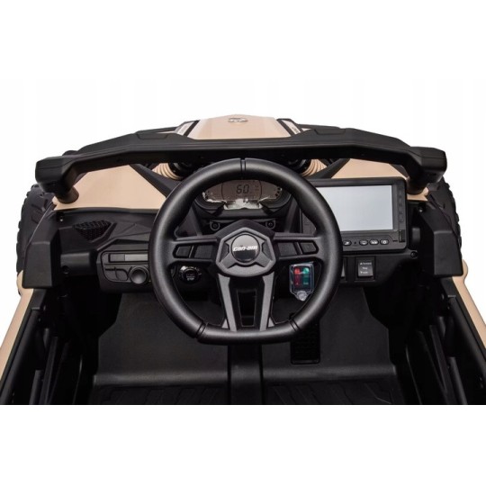 Gyermekeknek szánt CAN-AM Maverick UTV elektromos autó 24 V, piros színben, EVA kerekekkel, 4×4 meghajtással