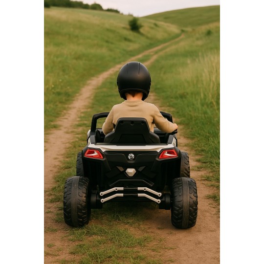 Gyermek elektromos autó CAN-AM Maverick UTV 24V fehér, EVA kerekek, 4×4 meghajtás
