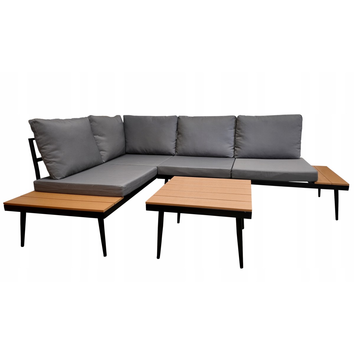 Szürke kerti sarokülőgarnitúra