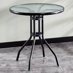 Kerek kerti asztal erkélyre, teraszra, üveglappal, átmérő 60 cm