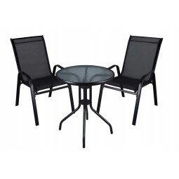 Teraszbútor-szett 60 cm átmérőjű asztallal és két székkel
