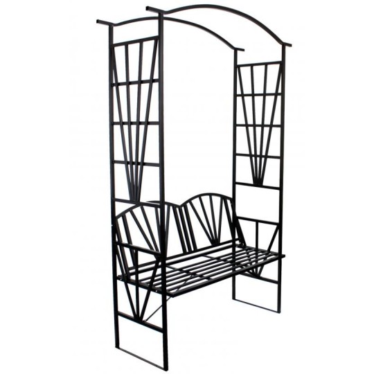Kerti pergola paddal, fekete színben 110x50x206 cm