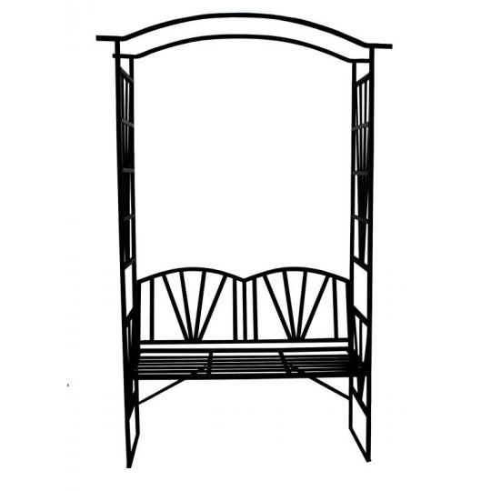 Kerti pergola paddal, fekete színben 110x50x206 cm