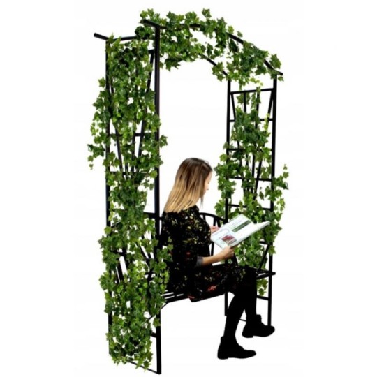 Kerti pergola paddal, fekete színben 110x50x206 cm
