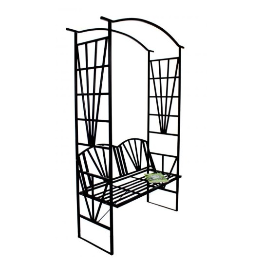Kerti pergola paddal, fekete színben 110x50x206 cm
