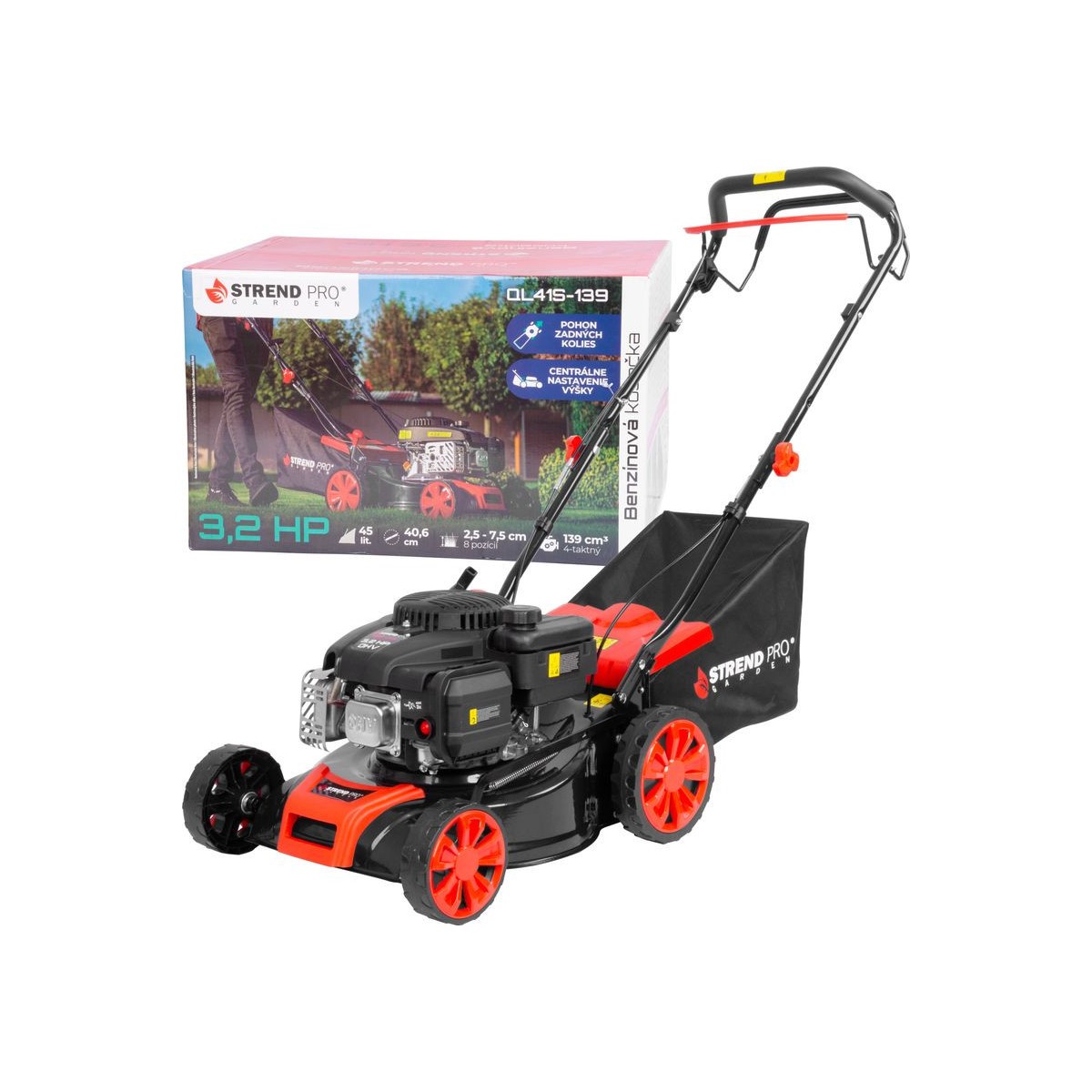 Benzines fűnyíró QL41S-139, 2,4 kW, 40,6 cm vágószélességgel + önjáró, LONCIN