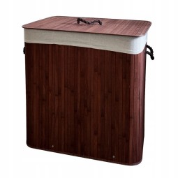 Háromrekeszes barna szennyeskosár fedéllel, 150 l