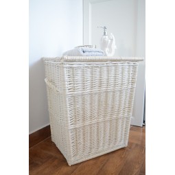 Fehér 60 cm-es vesszőből készült szennyeskosár
