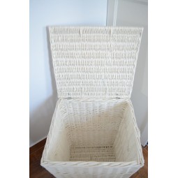 Fehér 60 cm-es vesszőből készült szennyeskosár