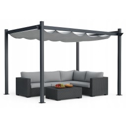 Kerti fém pergola teraszra 3x4 méretben, szürke színben