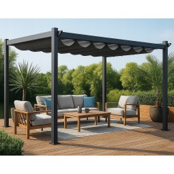 Kerti fém pergola teraszra 3x4 méretben, szürke színben