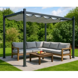 Kerti fém pergola teraszra 3x4 méretben, szürke színben