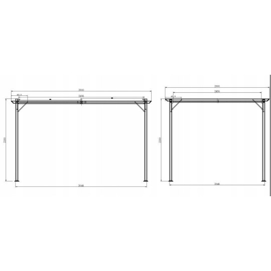 3x4 m-es fém kerti pergola teraszra, tetős pavilon, fehér szerkezet és tető