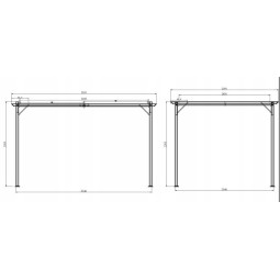 Fém kerti pergola 3×4 m-es méretben teraszra, tetős pavilon, szürke szerkezet, bézs tető