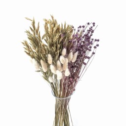 Lilac szárított virágkészlet – len, zab, nyuszifarkfű