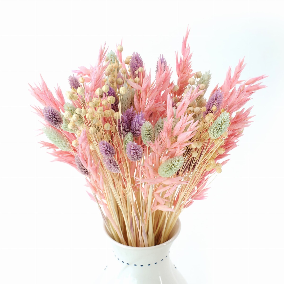 Colorful szárított virágcsokor – zab, len, phalaris