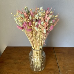 Colorful szárított virágcsokor – zab, len, phalaris
