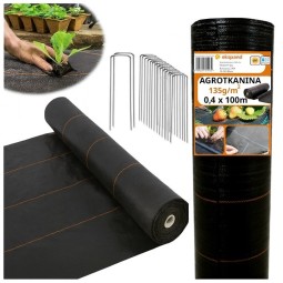 Erős agrotextília fekete színben 135 g/m2, 0,4x100