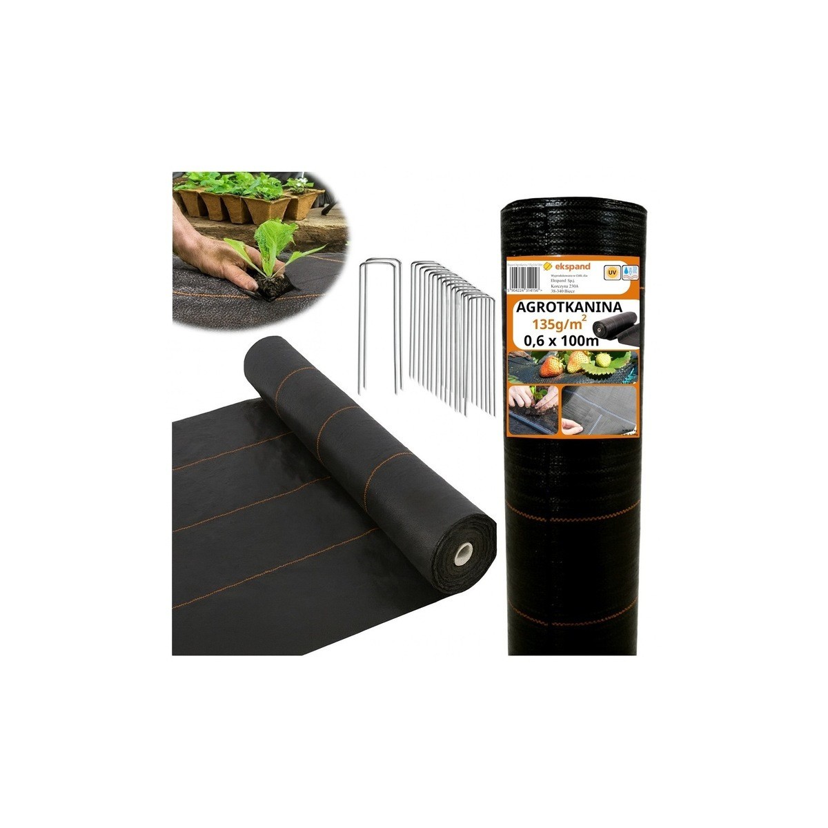 Erős agrotextília fekete színben 135 g/m2, 0,6x100