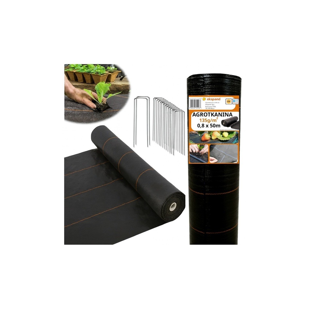 Vastag agrotextília fekete színben 135 g/m2, 0,8x50