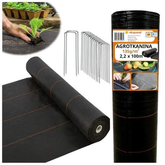Kerti agrotextília fekete színben 135 g/m2, 2,2x100