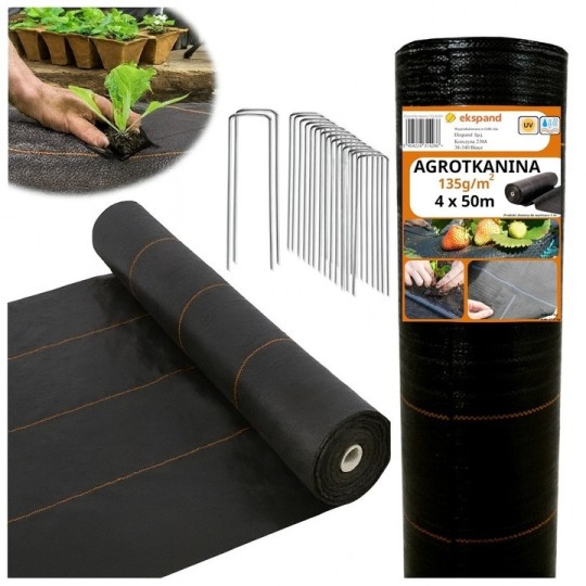 Fekete gyomelnyomó agroszövet 135 g/m2, 4x50