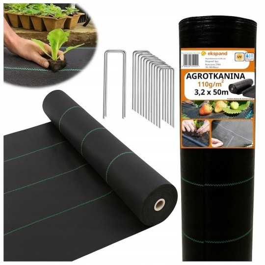 Fekete kerti agrotextília 110g/m2, 3,2x50
