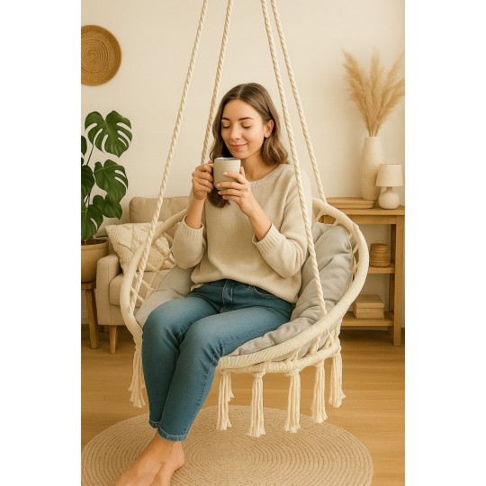 Fekete gólyafészek 80 cm világosszürke párnával