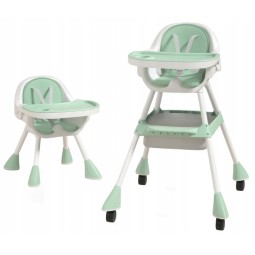 Zöld színű 3 az 1-ben etetőszék gyerekeknek ajándékokkal